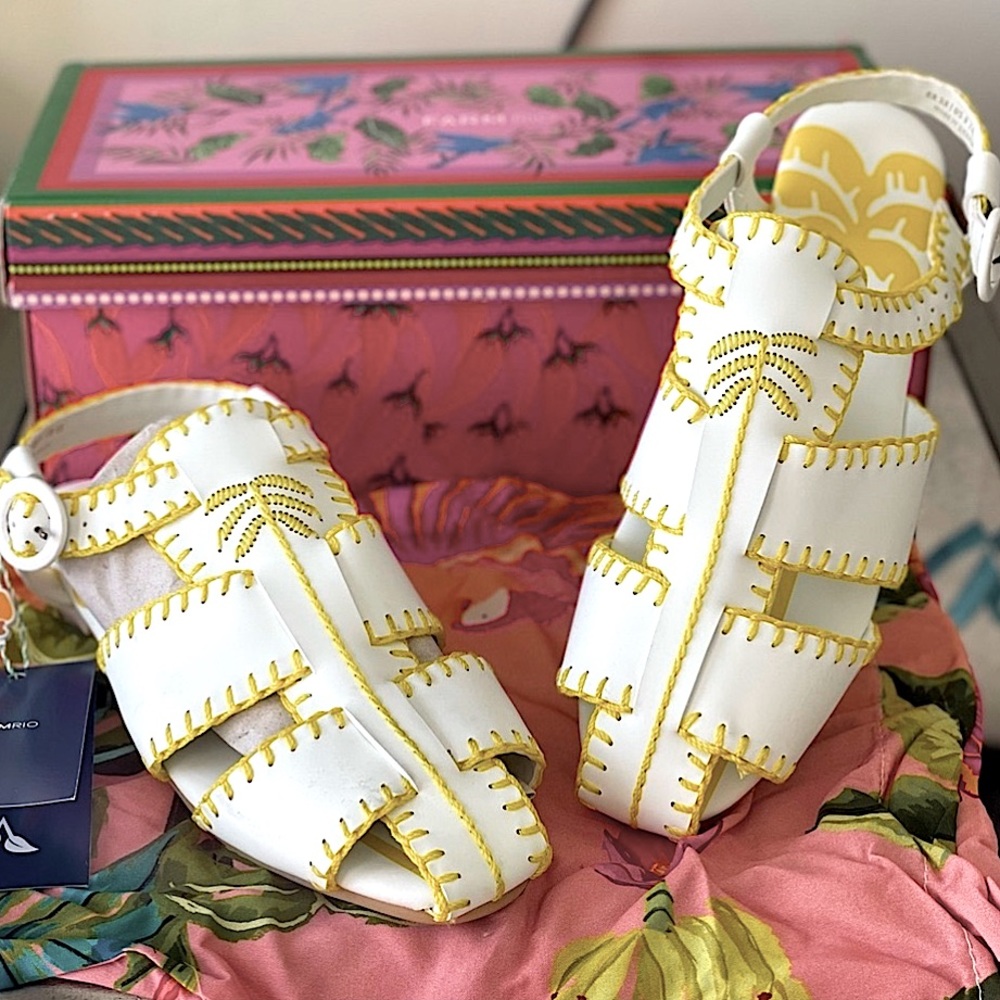 NWT‼️FARM RIO Yellow Palm Tree Sandal
